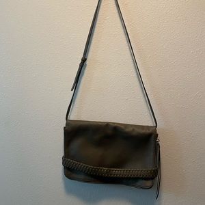 Allsaints grey pebbled leather crossbody/clutch